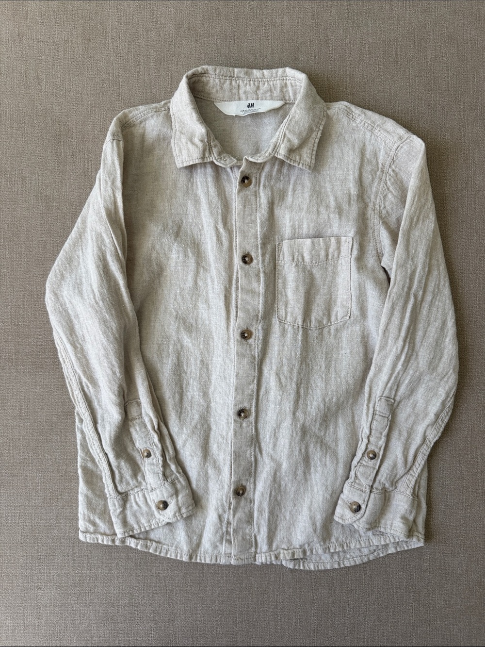 H&M Boys Beige Button-Up Shirt